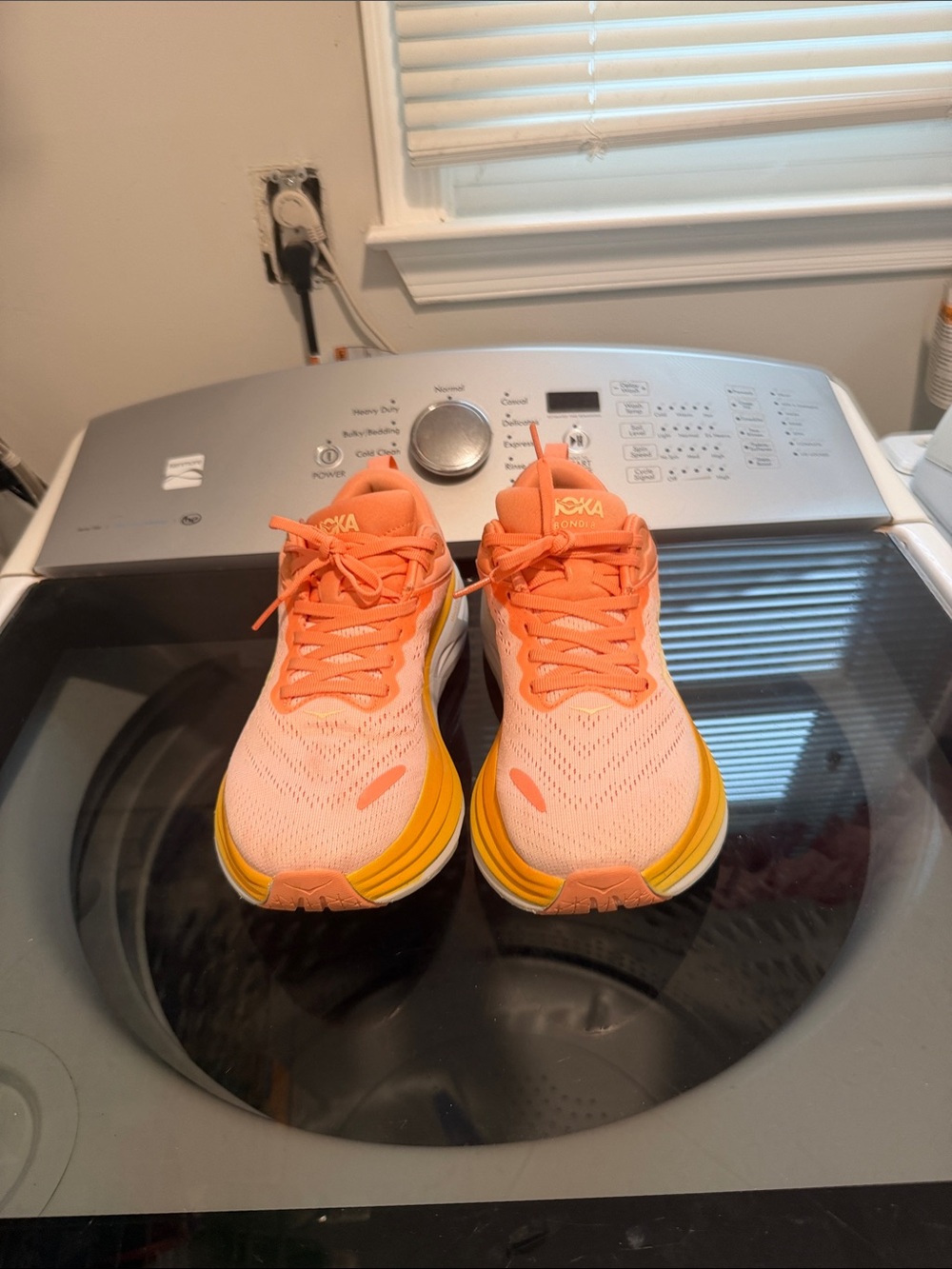 Hoka Women's Peach and Yellow Running Sneakers